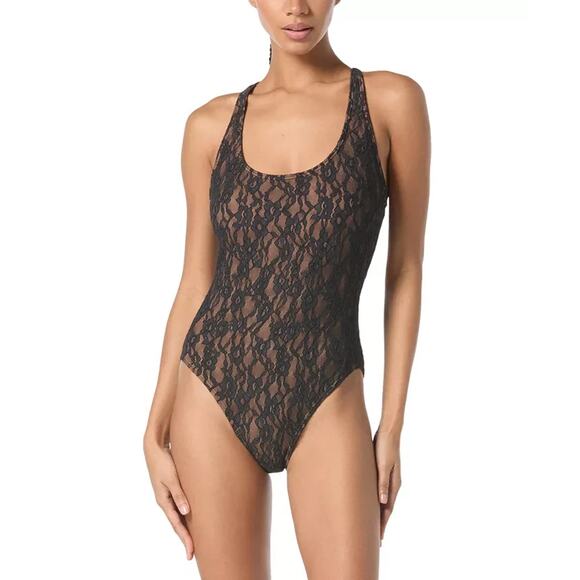 MICHAEL Michael Kors Women's Floral Lace One-Piece Swimsuit, Black, Size 6 0334 - Picture 1 of 3